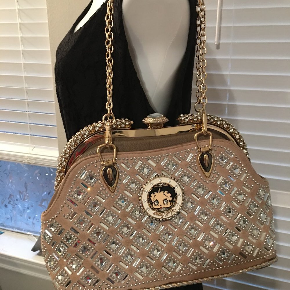 Betty Boop Beige & Rhinestones Dress up Bag, Last One New